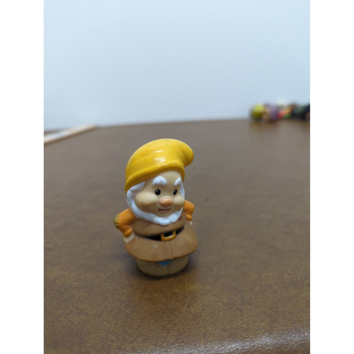 Vintage Miniature Figure With Yellow Hat & Beard 3 Inches Tall Collectible Toy Figurine