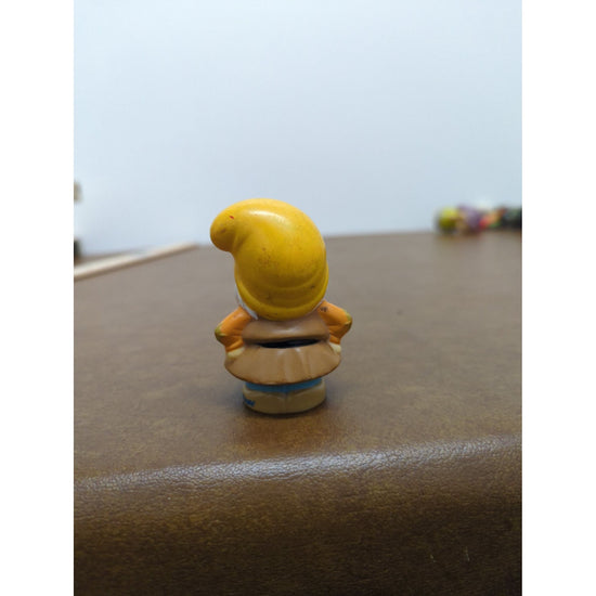 Vintage Miniature Figure With Yellow Hat & Beard 3 Inches Tall Collectible Toy Figurine