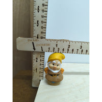 Vintage Miniature Figure With Yellow Hat & Beard 3 Inches Tall Collectible Toy Figurine