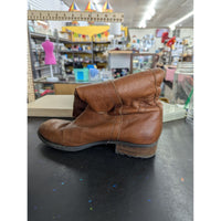 Franco Sarto Brown Leather Ankle Boots With Side Zipper Womens Size 8.5M Pre-Owned Condition