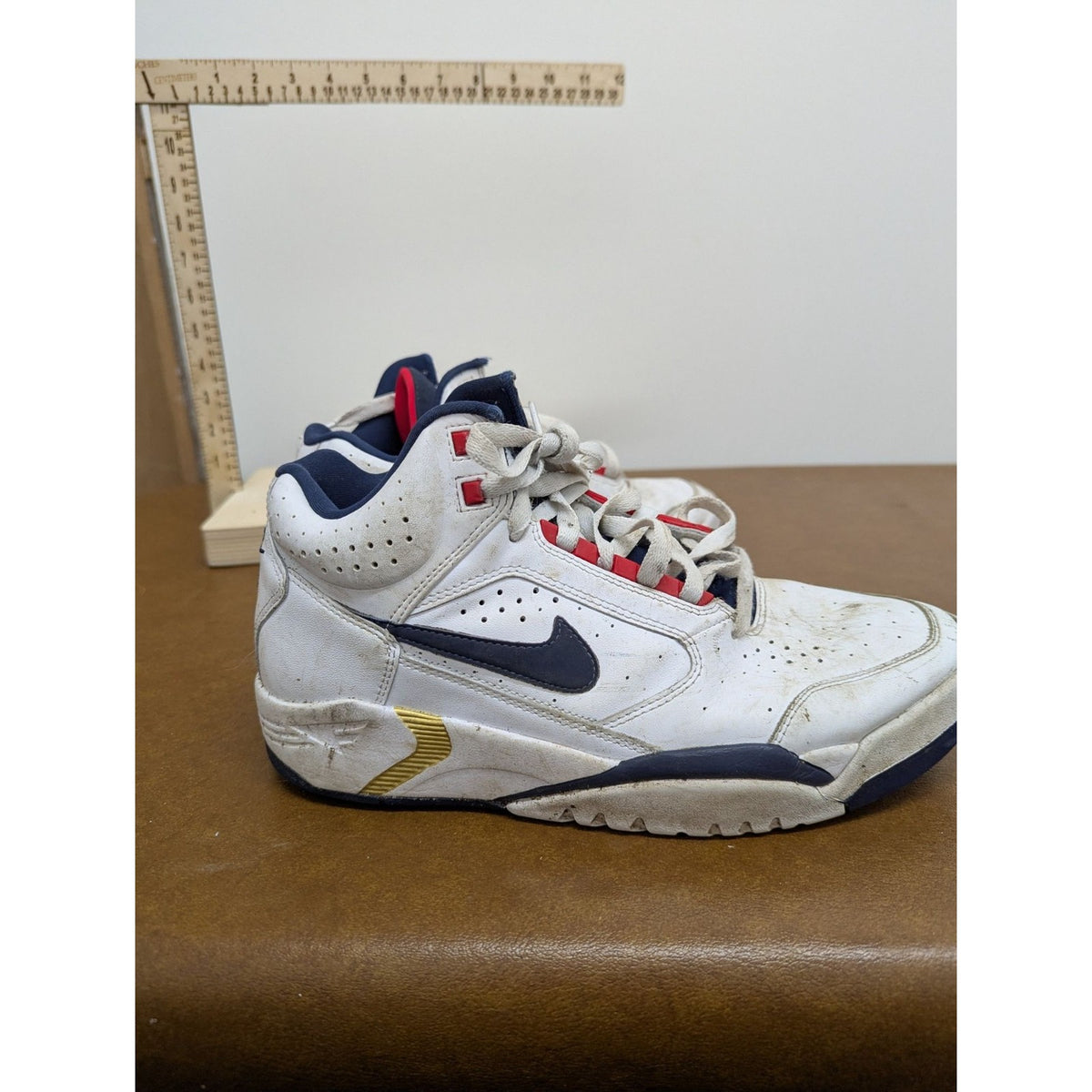 Nike Air Flight White Navy Blue Red Basketball Sneakers Low Top