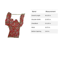 Red Floral Long Sleeve Top With Ruffled Neckline & Cuffs Size M Polyester Blend