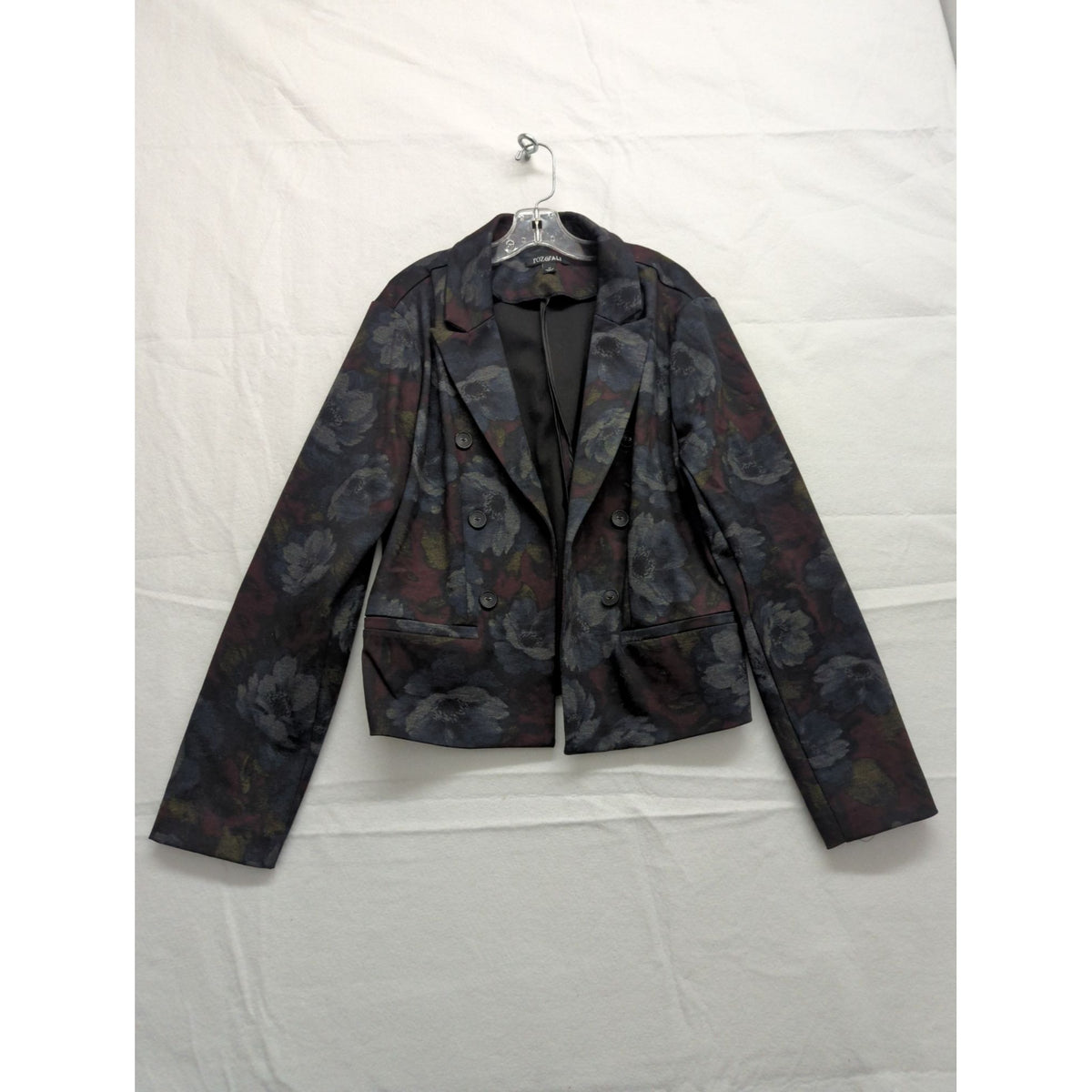 Roz & Ali Floral Print Double-Breasted Blazer Jacket Size M