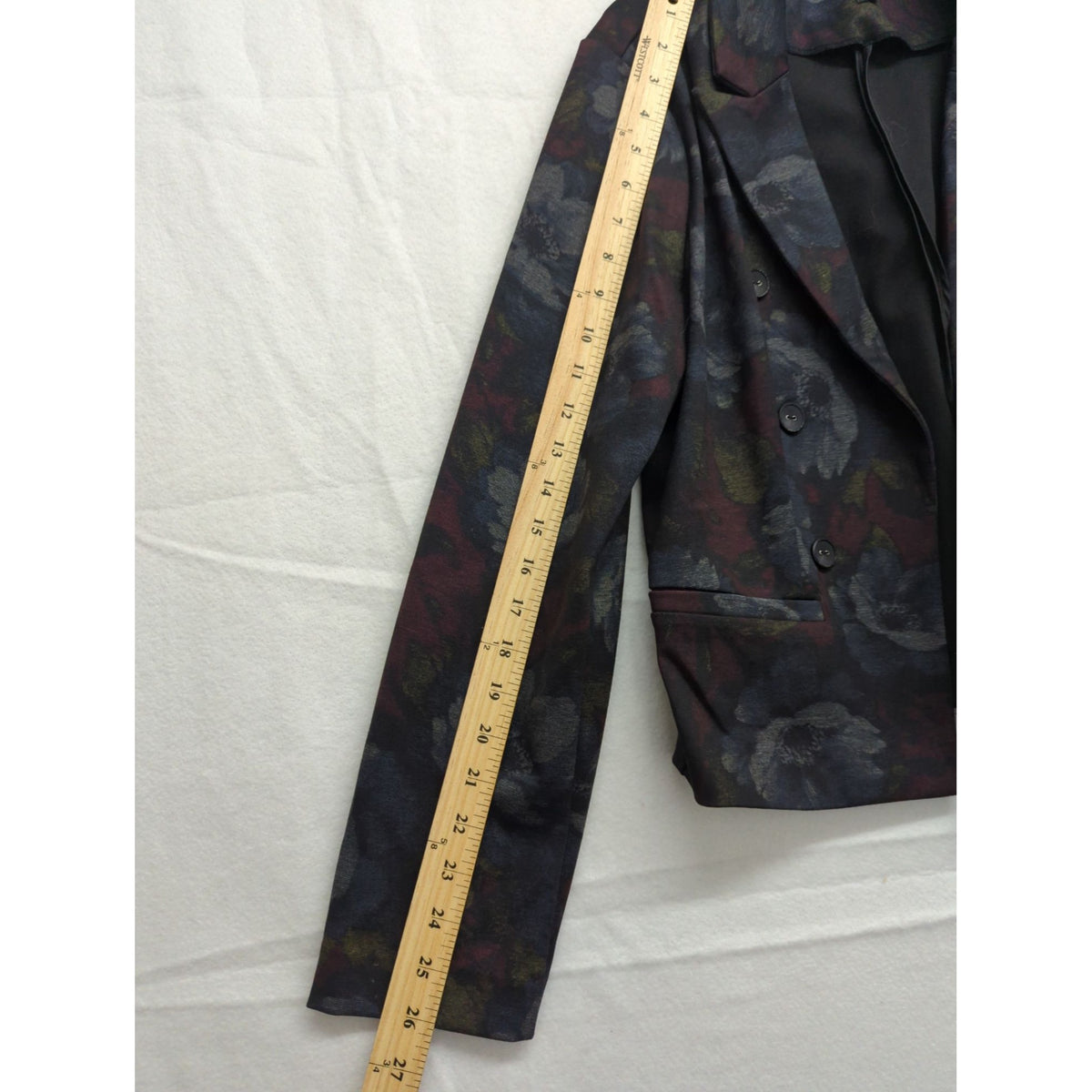 Roz & Ali Floral Print Double-Breasted Blazer Jacket Size M