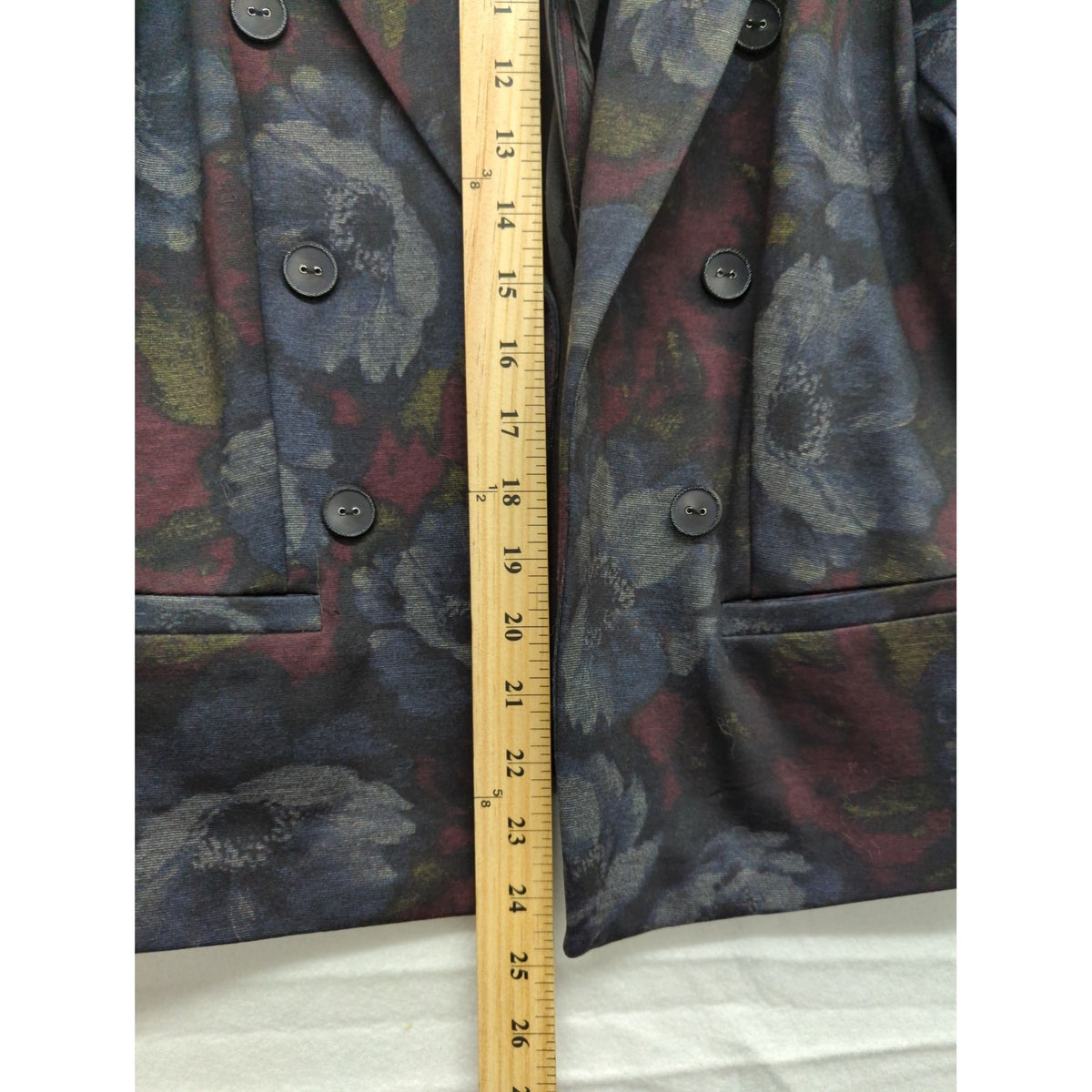 Roz & Ali Floral Print Double-Breasted Blazer Jacket Size M