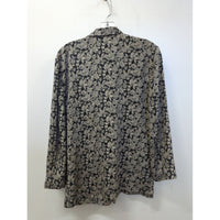 Chaus Black & Gold Floral Print Long Sleeve Blazer Size 8 Made In Taiwan
