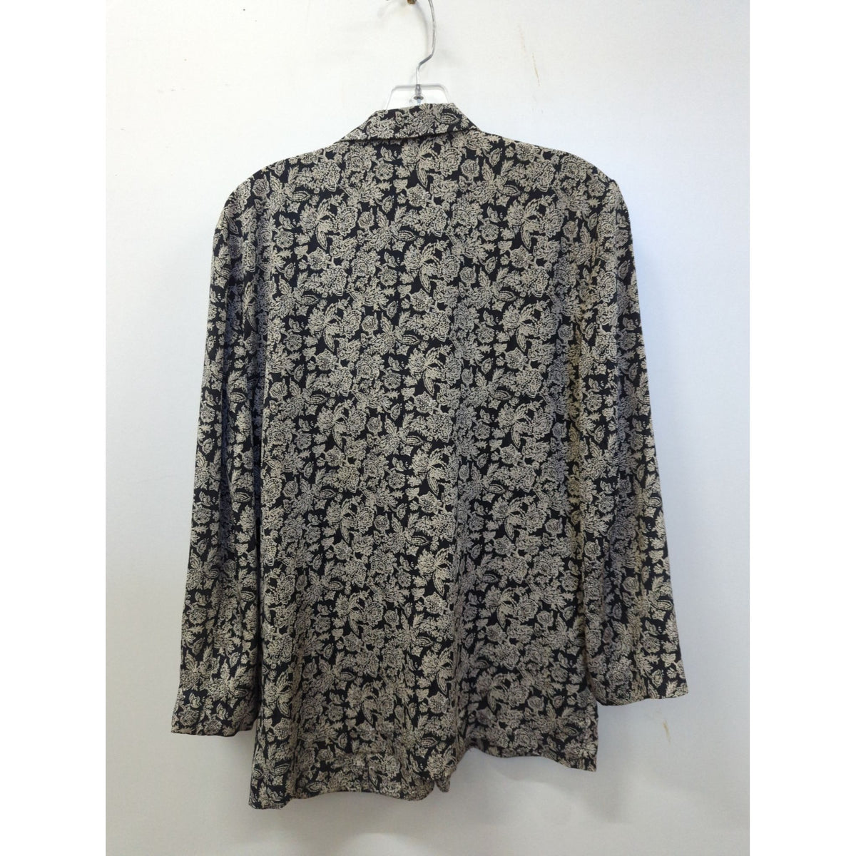 Chaus Black & Gold Floral Print Long Sleeve Blazer Size 8 Made In Taiwan