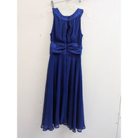 Dressbarn Collection Blue Sleeveless Midi Dress With Ruched Waist & Flowy Skirt