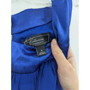 Dressbarn Collection Blue Sleeveless Midi Dress With Ruched Waist & Flowy Skirt