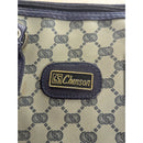 Chenson Designer Handbag Signature Monogram Navy Blue Canvas Leather Trim Should