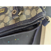 Chenson Designer Handbag Signature Monogram Navy Blue Canvas Leather Trim Should