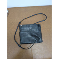 Black Leather Crossbody Bag With Adjustable Strap & Inner Pocket By Margot