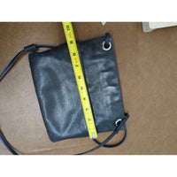 Black Leather Crossbody Bag With Adjustable Strap & Inner Pocket By Margot