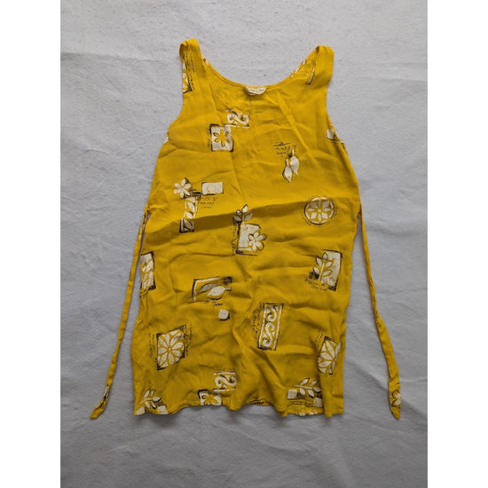 Vintage Connie Choi Yellow Floral Patterned Sleeveless Dress With Ties Medium 10