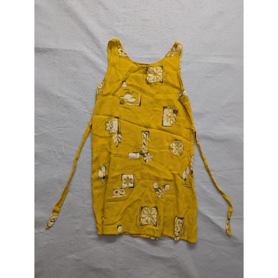 Vintage Connie Choi Yellow Floral Patterned Sleeveless Dress With Ties Medium 10