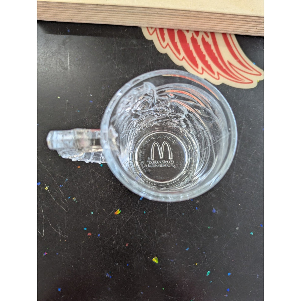 Batman Forever McDonalds 1995 Collectors Glass Mug With Embossed Gotham City & B