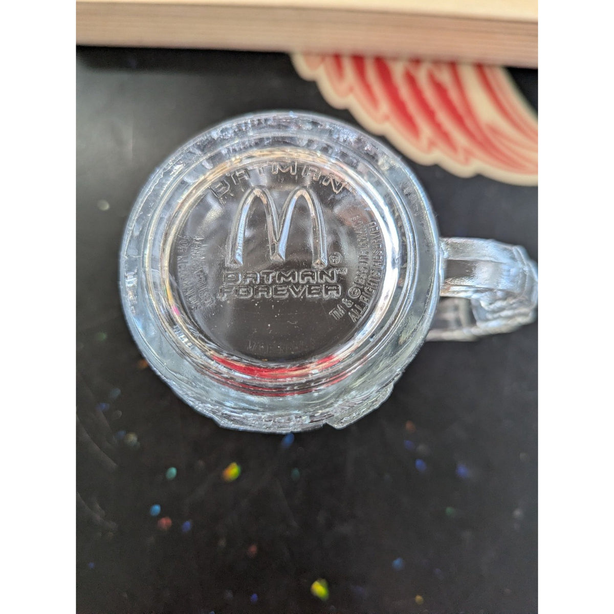 Batman Forever McDonalds 1995 Collectors Glass Mug With Embossed Gotham City & B