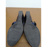 AK Sport Navy Wedge Heels With Elastic Straps Size 8M Womens Comfortable Dress Shoes