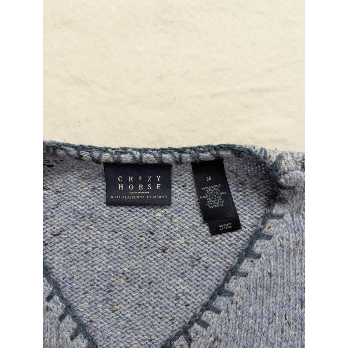 Liz Claiborne Crazy Horse Medium Blue V-Neck Cardigan Sweater