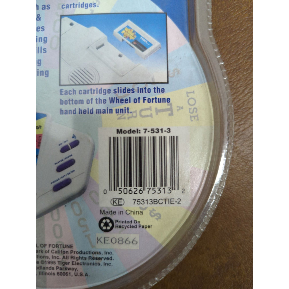 Wheel Of Fortune Tiger Electronics LCD Game Cartridge Ages 8+ Model 7-531-3 New Sealed 1995
