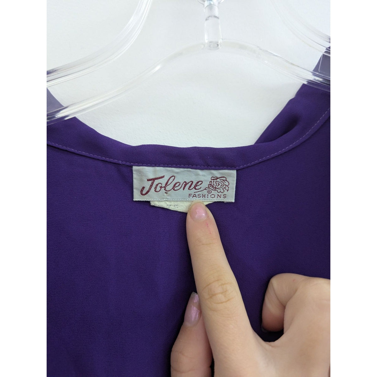 Vintage Purple Jolene Fashions Womens Sheer Ruffle Blouse
