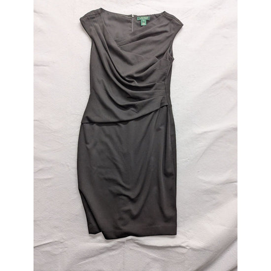 Lauren Ralph Lauren Sleeveless Draped Sheath Dress Size 6 Gray Polyester
