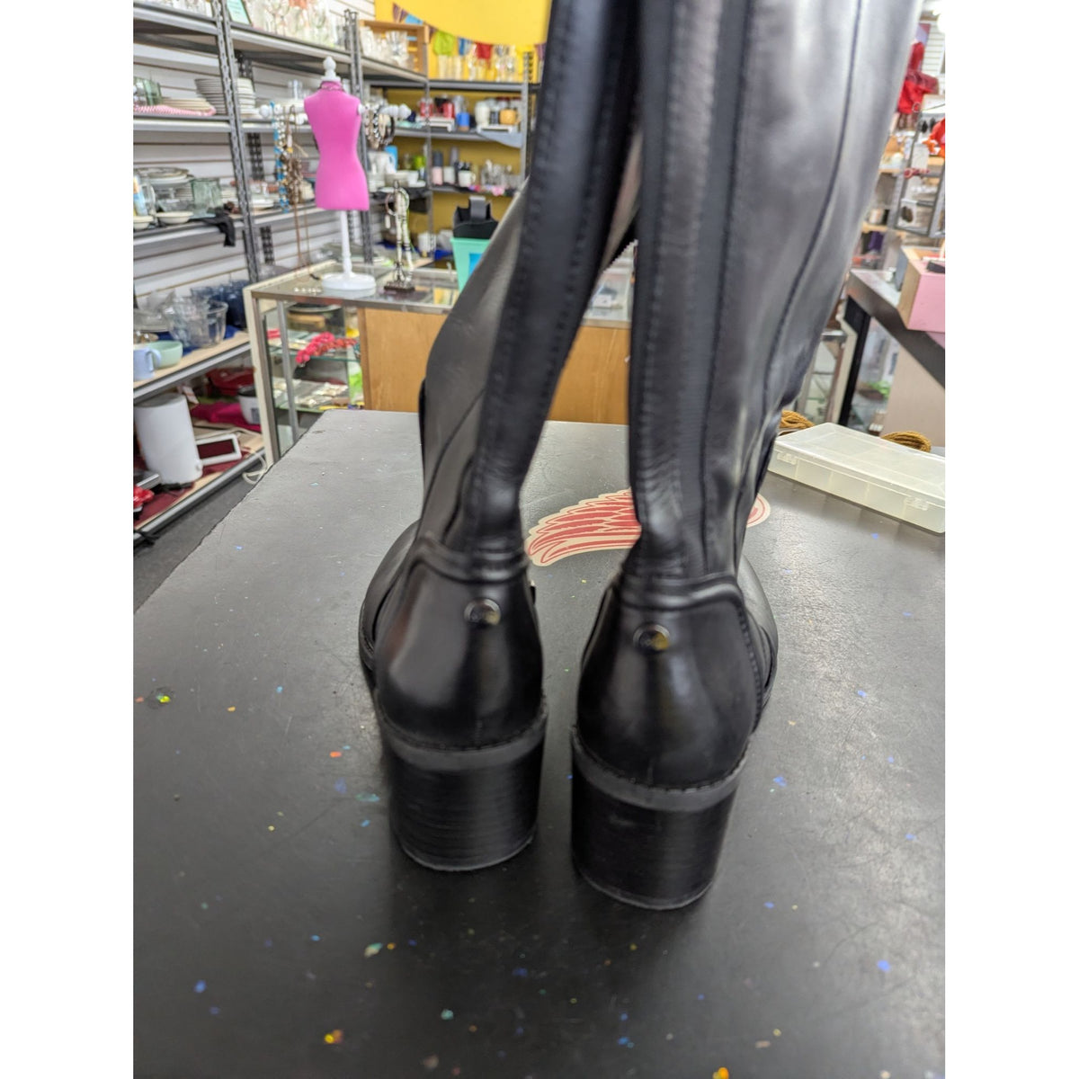 Marc Fisher Black Leather Ankle Boots With Block Heel & Side Zipper - Womens Size 7M