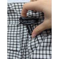 Earz University Womens Plaid Pants M Black & White Checkered Trousers