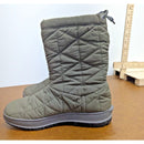 Bogs Womens Snowday Mid Boots Size 6 Olive Green Quilted Faux Fur Lining Waterpr