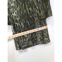 Animal Print Green/Black High-Neck Short-Sleeve Top Lightweight Fabric Relaxed Fit