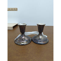 Vintage Silver Plated Candle Holders 3 Inches Tall Elegant Tarnished Patina Pair