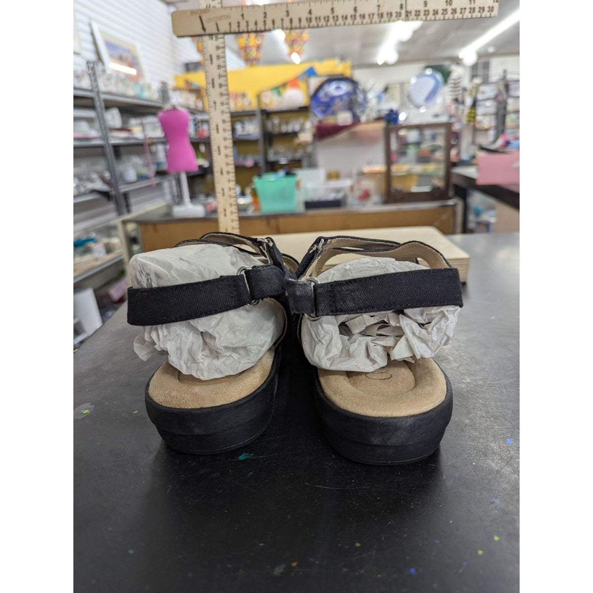 Mia Amore Black Heavy Canvas Terry Sandals 9.5M Womens Shoes With Box