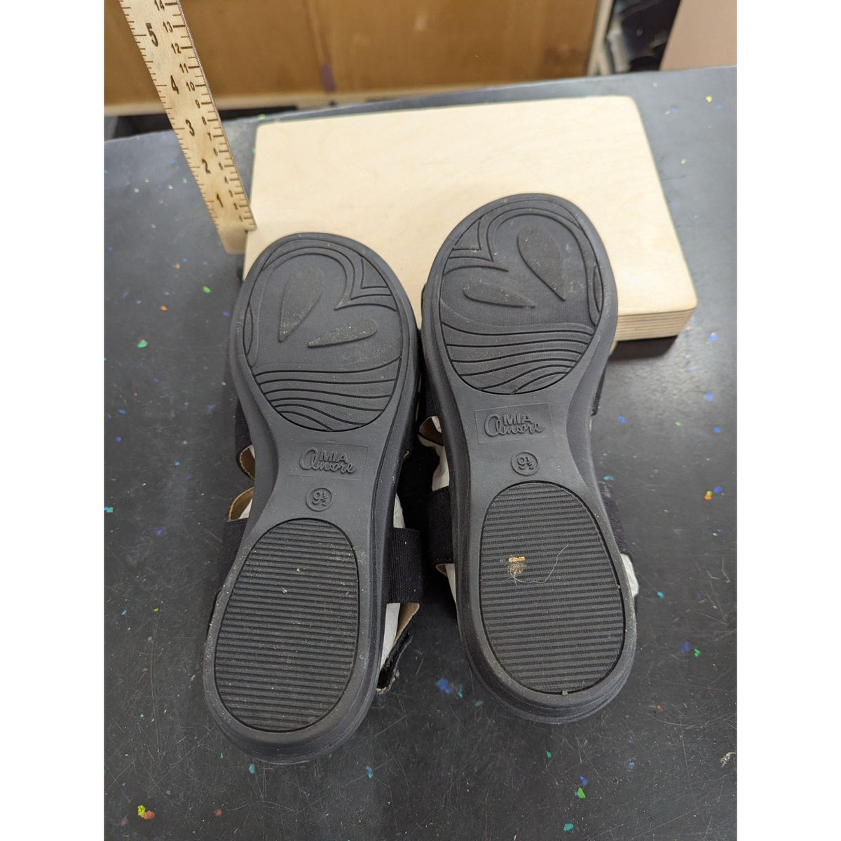 Mia Amore Black Heavy Canvas Terry Sandals 9.5M Womens Shoes With Box