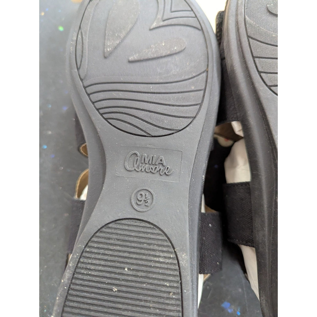 Mia Amore Black Heavy Canvas Terry Sandals 9.5M Womens Shoes With Box