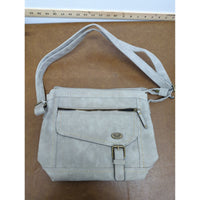 B.O.C. Light Gray Faux Leather Crossbody Bag With Adjustable Strap & Zipper Pockets