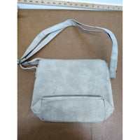B.O.C. Light Gray Faux Leather Crossbody Bag With Adjustable Strap & Zipper Pockets