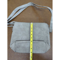 B.O.C. Light Gray Faux Leather Crossbody Bag With Adjustable Strap & Zipper Pockets