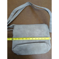 B.O.C. Light Gray Faux Leather Crossbody Bag With Adjustable Strap & Zipper Pockets