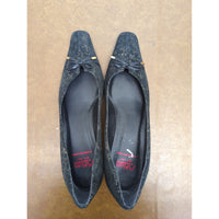 Malían Black Jacquard Bow Kitten Heel Pumps 10M Made In Spain