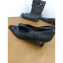 Malían Black Jacquard Bow Kitten Heel Pumps 10M Made In Spain