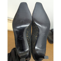 Malían Black Jacquard Bow Kitten Heel Pumps 10M Made In Spain