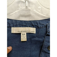 Fourteenth Place Womens Denim Button-Front Pintuck Tunic Top S/P Long-Sleeve