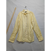 Express Design Studio Mens Yellow & White Striped Button-Down Shirt 100% Two-Ply Cotton Long-Sleeve