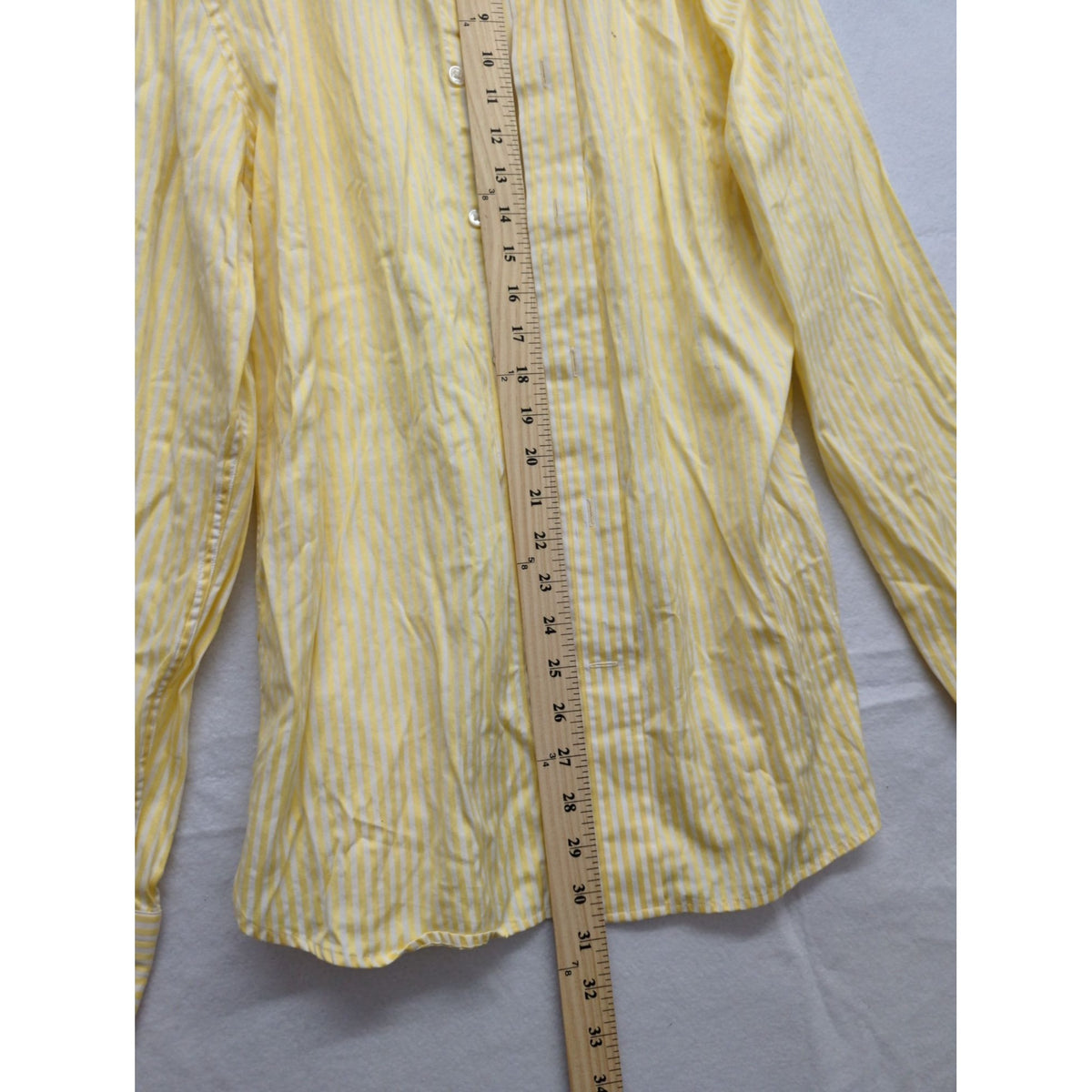 Express Design Studio Mens Yellow & White Striped Button-Down Shirt 100% Two-Ply Cotton Long-Sleeve