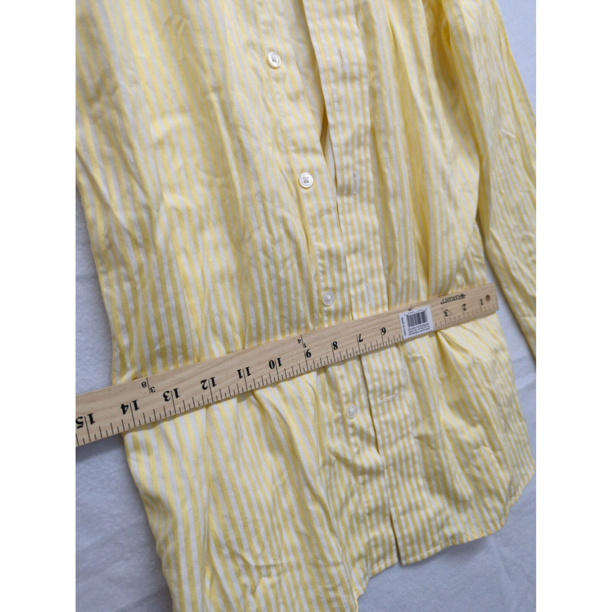 Express Design Studio Mens Yellow & White Striped Button-Down Shirt 100% Two-Ply Cotton Long-Sleeve