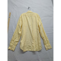 Express Design Studio Mens Yellow & White Striped Button-Down Shirt 100% Two-Ply Cotton Long-Sleeve