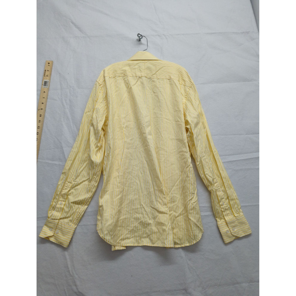 Express Design Studio Mens Yellow & White Striped Button-Down Shirt 100% Two-Ply Cotton Long-Sleeve