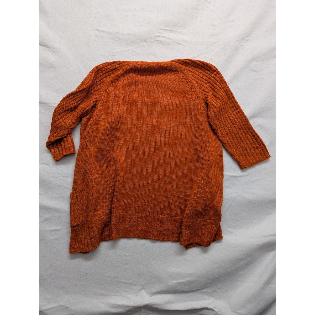 Chicos Womens Open Front Cardigan Sweater Size 1 Rust Orange Acrylic/Polyester