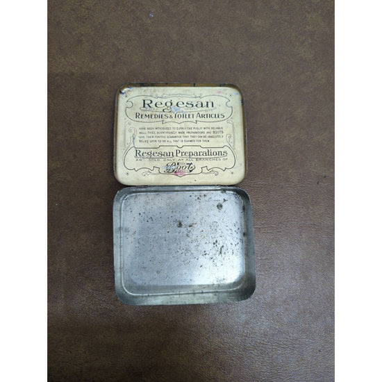EMPTY Eucalyptus & Menthol Pastilles Tin Rectangular Blue & Gold 3"x2"x0