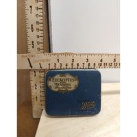 EMPTY Eucalyptus & Menthol Pastilles Tin Rectangular Blue & Gold 3"x2"x0